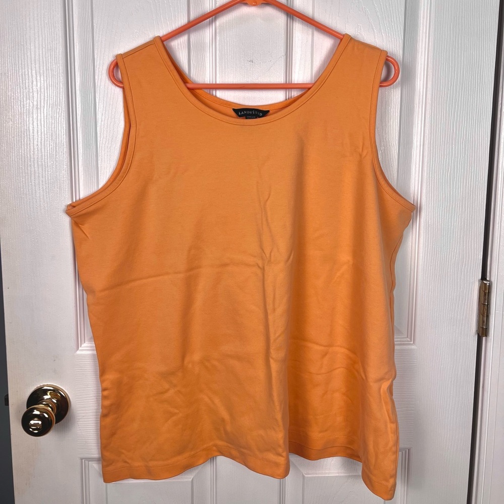 Lands End 2X 20W-22W Scoop Neck Tank Top Orange Cantaloupe Womens Plus